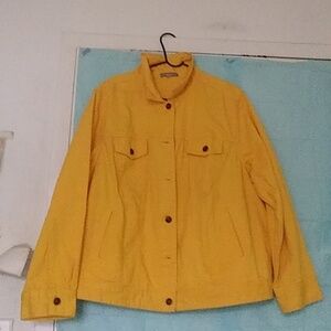 Jessica London denim jacket 24W/XL yellow long sleeve jacket.